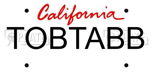 TOBTABB California License Plate