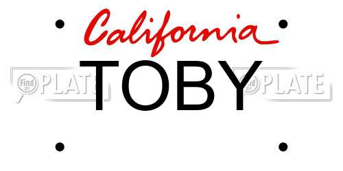 TOBY California License Plate