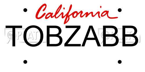 TOBZABB California License Plate