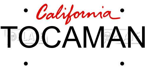 TOCAMAN California License Plate