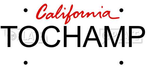 TOCHAMP California License Plate