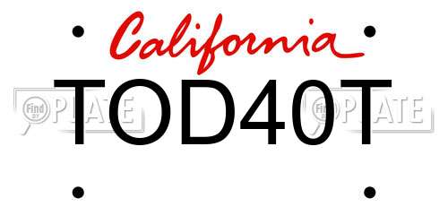 TOD40T California License Plate