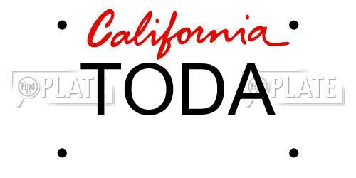 TODA California License Plate