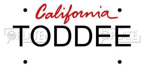 TODDEE California License Plate