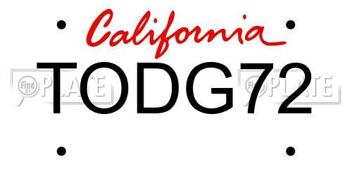 TODG72 California License Plate