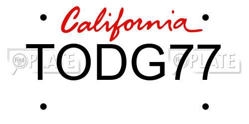 TODG77 California License Plate