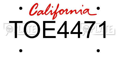 TOE4471 California License Plate