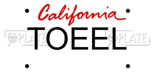 TOEEL California License Plate