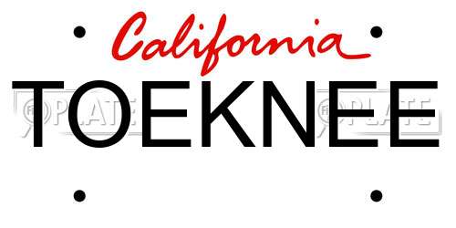 TOEKNEE California License Plate