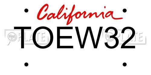 TOEW32 California License Plate
