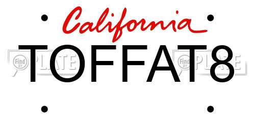 TOFFAT8 California License Plate