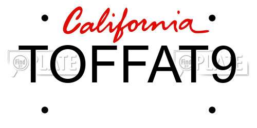 TOFFAT9 California License Plate