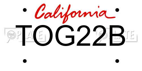 TOG22B California License Plate