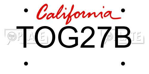 TOG27B California License Plate