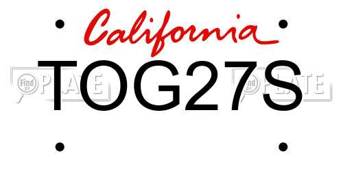 TOG27S California License Plate