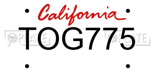 TOG775 California License Plate