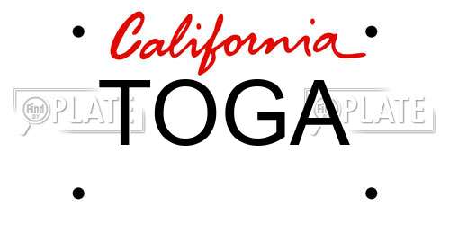 TOGA California License Plate