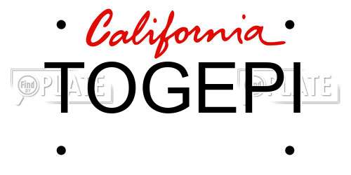 TOGEPI California License Plate