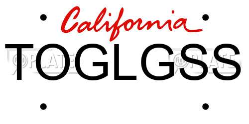 TOGLGSS California License Plate