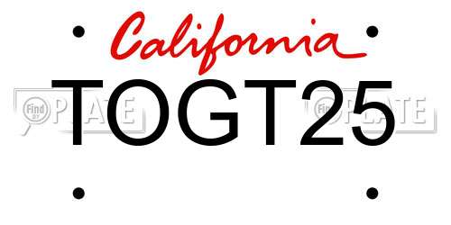 TOGT25 California License Plate