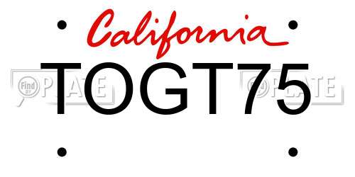TOGT75 California License Plate