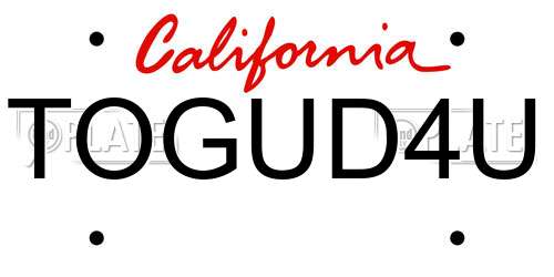 TOGUD4U California License Plate