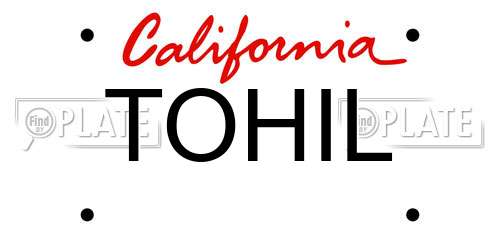 TOHIL California License Plate