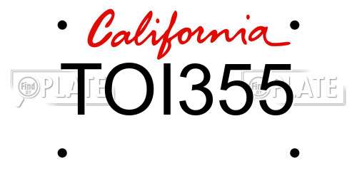 TOI355 California License Plate