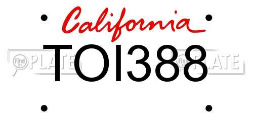 TOI388 California License Plate