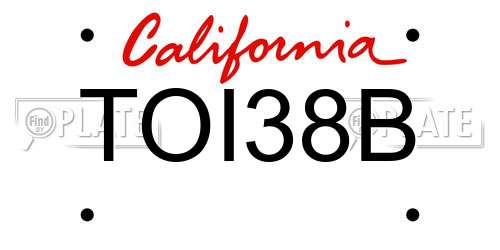 TOI38B California License Plate