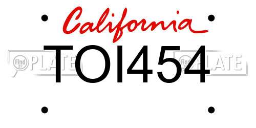 TOI454 California License Plate