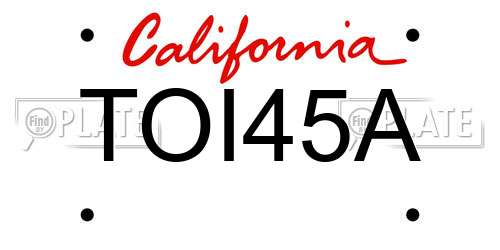 TOI45A California License Plate