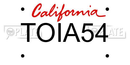 TOIA54 California License Plate