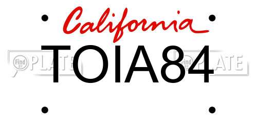 TOIA84 California License Plate