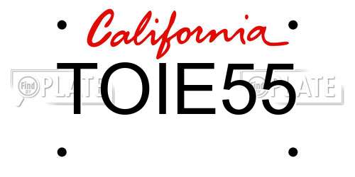 TOIE55 California License Plate