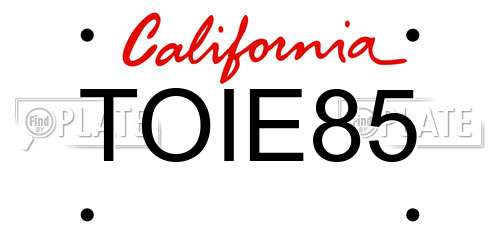 TOIE85 California License Plate