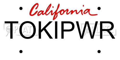 TOKIPWR California License Plate