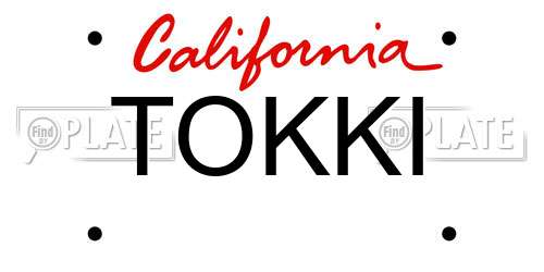 TOKKI California License Plate