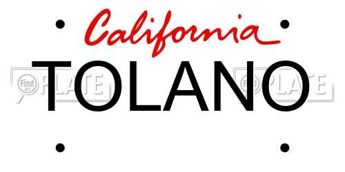 TOLANO California License Plate