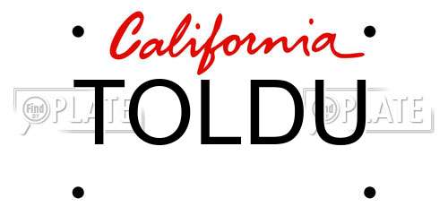TOLDU California License Plate
