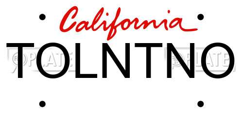 TOLNTNO California License Plate