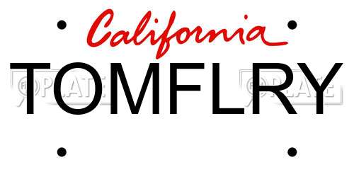 TOMFLRY California License Plate