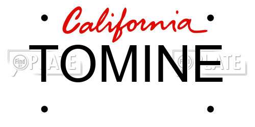 TOMINE California License Plate