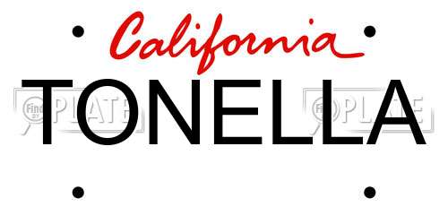 TONELLA California License Plate