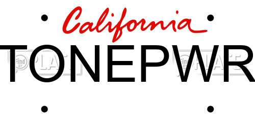 TONEPWR California License Plate