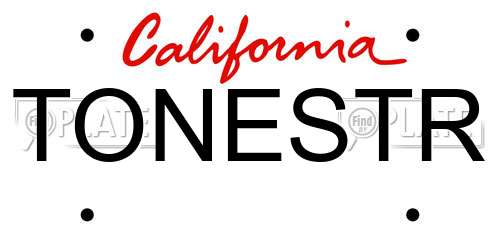TONESTR California License Plate