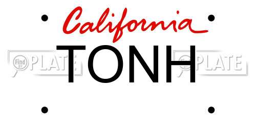 TONH California License Plate