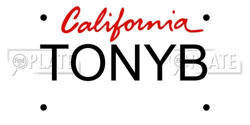 TONYB California License Plate