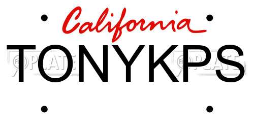 TONYKPS California License Plate
