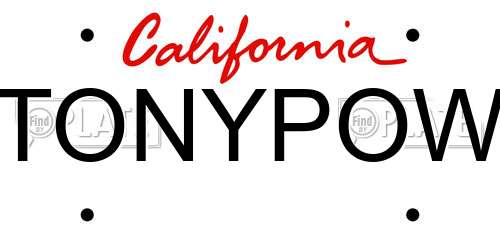 TONYPOW California License Plate